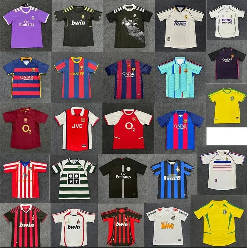 Wholesale Retro Real Madrid Barcelona Brazil Jersey Lisbon AC France Arsenal Retro Football Jersey Cross Border Short Sleeve 16 - OrientDig Spreadsheet