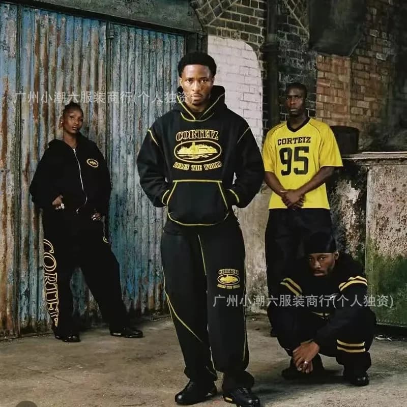 Corteiz Alcatraz retro print beauty high street loose cardigan hooded sweatshirt casual trouser suit for men 6 - OrientDig Spreadsheet