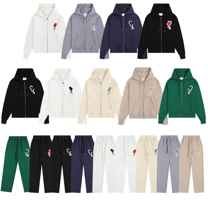 秋冬a*mi卫衣卫裤刺绣大爱心口袋拉链连帽衫男女休闲套装宽松外套 (34) - OrientDig Spreadsheet