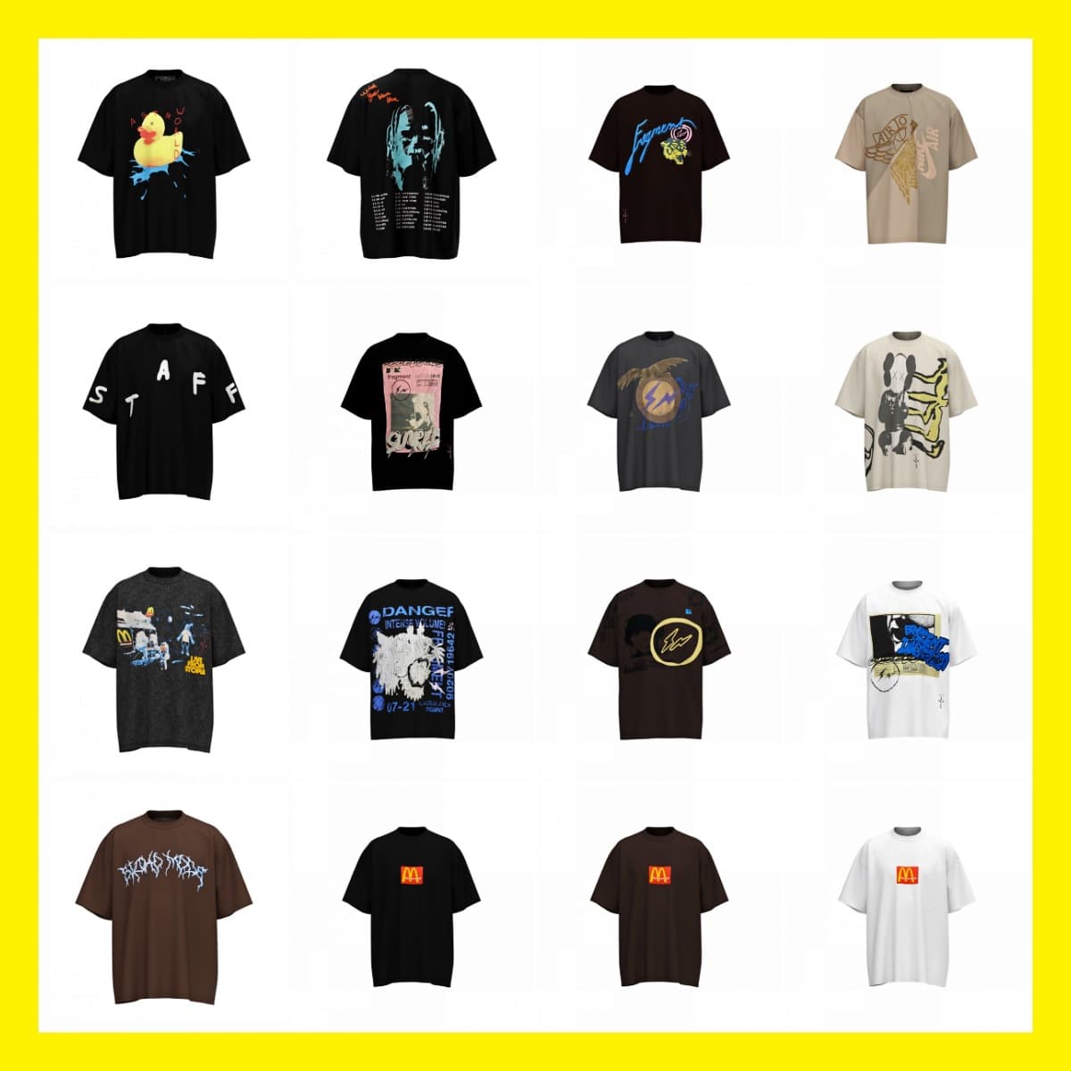 Travis Scott short-sleeved M with little yellow duck cactus lightning rap tour TS joint couple hip-hop T-shirt - OrientDig Spreadsheet