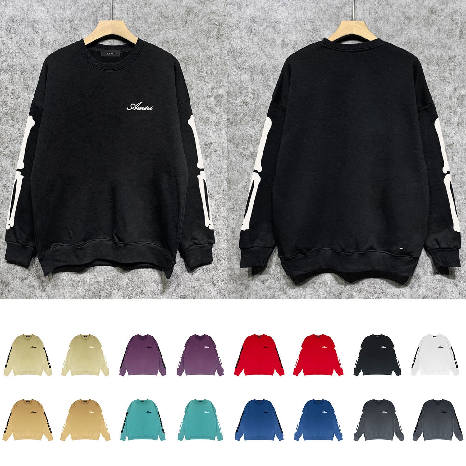 Trendy new style skeleton print round neck sweatshirt loose pullover terry sweatshirt - OrientDig Spreadsheet