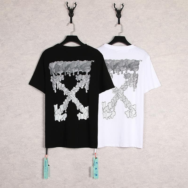 OW water drop arrow dissolving summer youth cotton non-hooded casual loose collarless letter bottoming shirt - OrientDig Spreadsheet