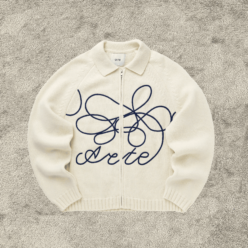 Arte Cardigan Flower Round Knit Beige - OrientDig Spreadsheet