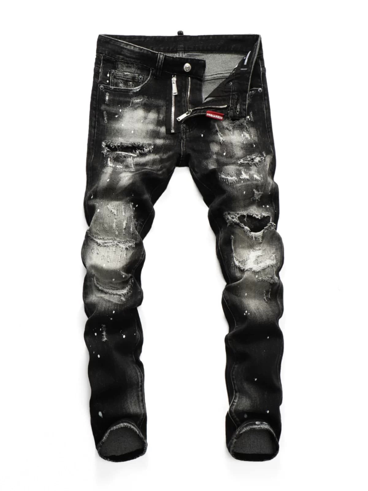 Autumn and winter hole Hong Kong style washed trendy men's feet nightclub patch quality D2 jeans trousers men's male god pants - OrientDig Spreadsheet