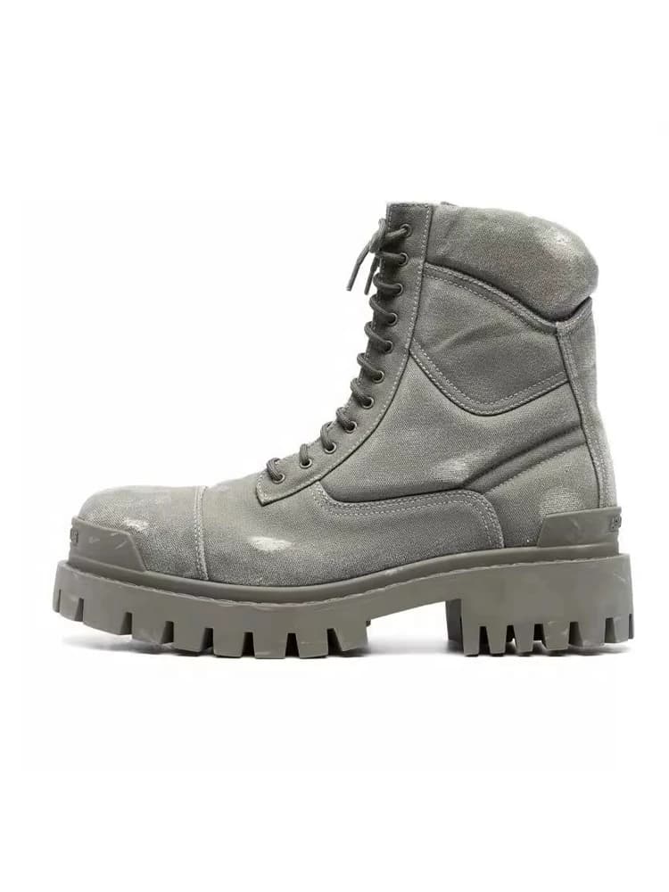2024 new trendy brand zipper heightened men's boots thick-soled work boots short boots old damaged denim Martin boots trend - OrientDig Spreadsheet