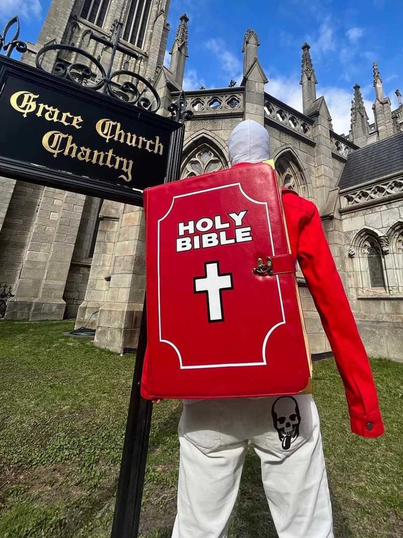 TRBRUSHSHIFT hip-hop street cross BIBLE BOOK shoulder PU leather backpack ins same style schoolbag - OrientDig Spreadsheet