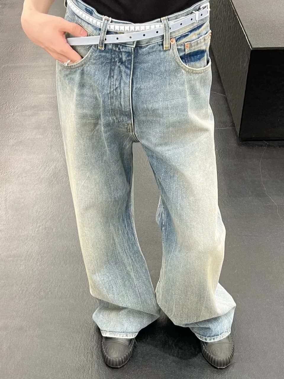MM6 Margie 23SS Washed Faded Flared Straight Wide Leg Stacked Jeans CleanFit Style - OrientDig Spreadsheet