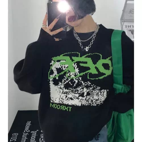 2024 autumn and winter new lazy style forest loose black sweater men's Korean design outer wear knitted sweater men - OrientDig Spreadsheet