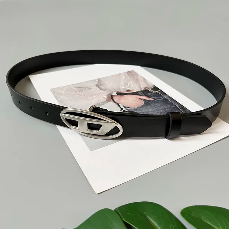 American retro ins genuine leather belt men's same style large hardware buckle letter D logo belt women's casual all-matching - OrientDig Spreadsheet