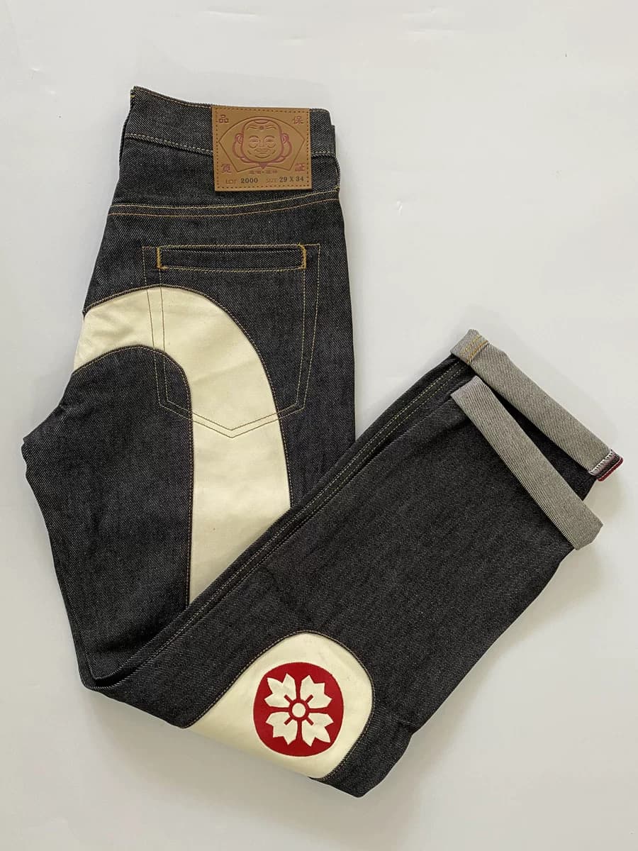 Chasing the trend of Fukushen jeans for men, trendy brand large M printed straight loose trendy personality jacquard embroidery original pulp pants - OrientDig Spreadsheet