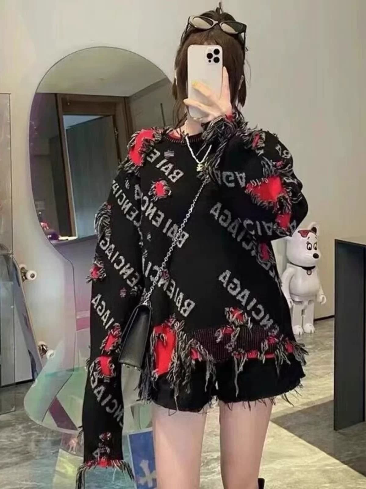 Crazy Xiao Yangge same style old hole knitted trendy retro sweater lazy style pullover unisex sweater - OrientDig Spreadsheet