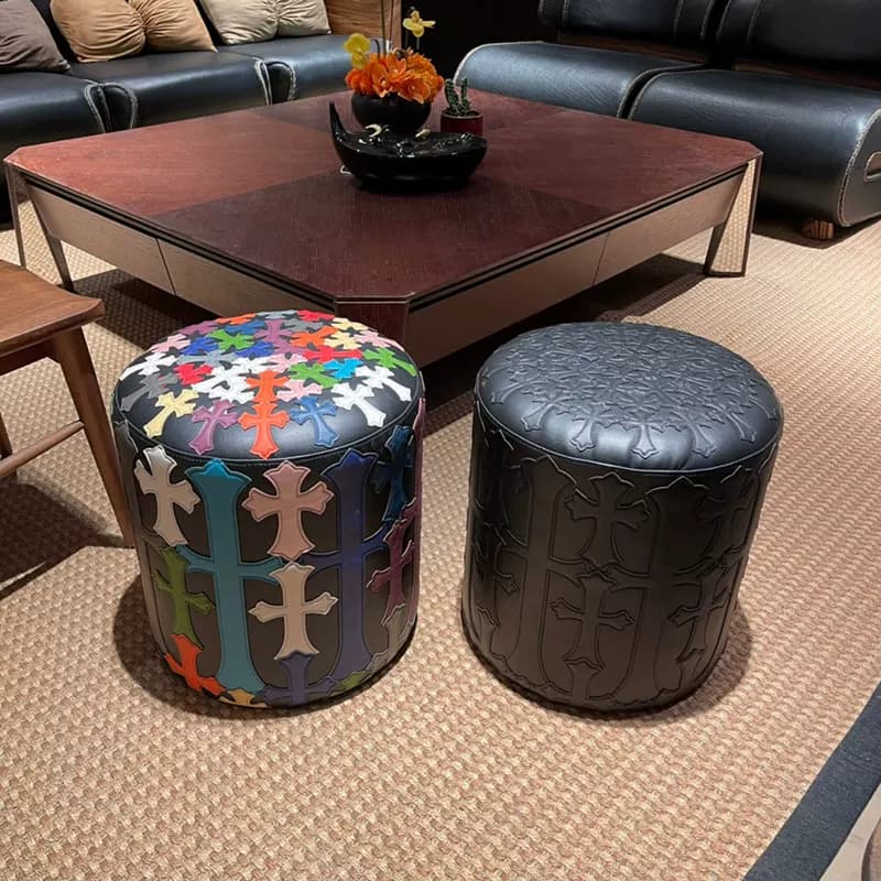 Limited edition handmade heavy-duty lychee leather cross collage round sofa coffee table stool pier shoe bench - OrientDig Spreadsheet