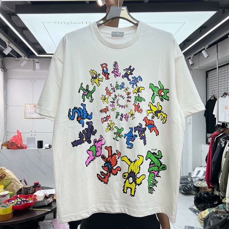 European and American creative fun letter bear vortex print men and women loose round neck casual cotton trendy short-sleeved T-shirt - OrientDig Spreadsheet