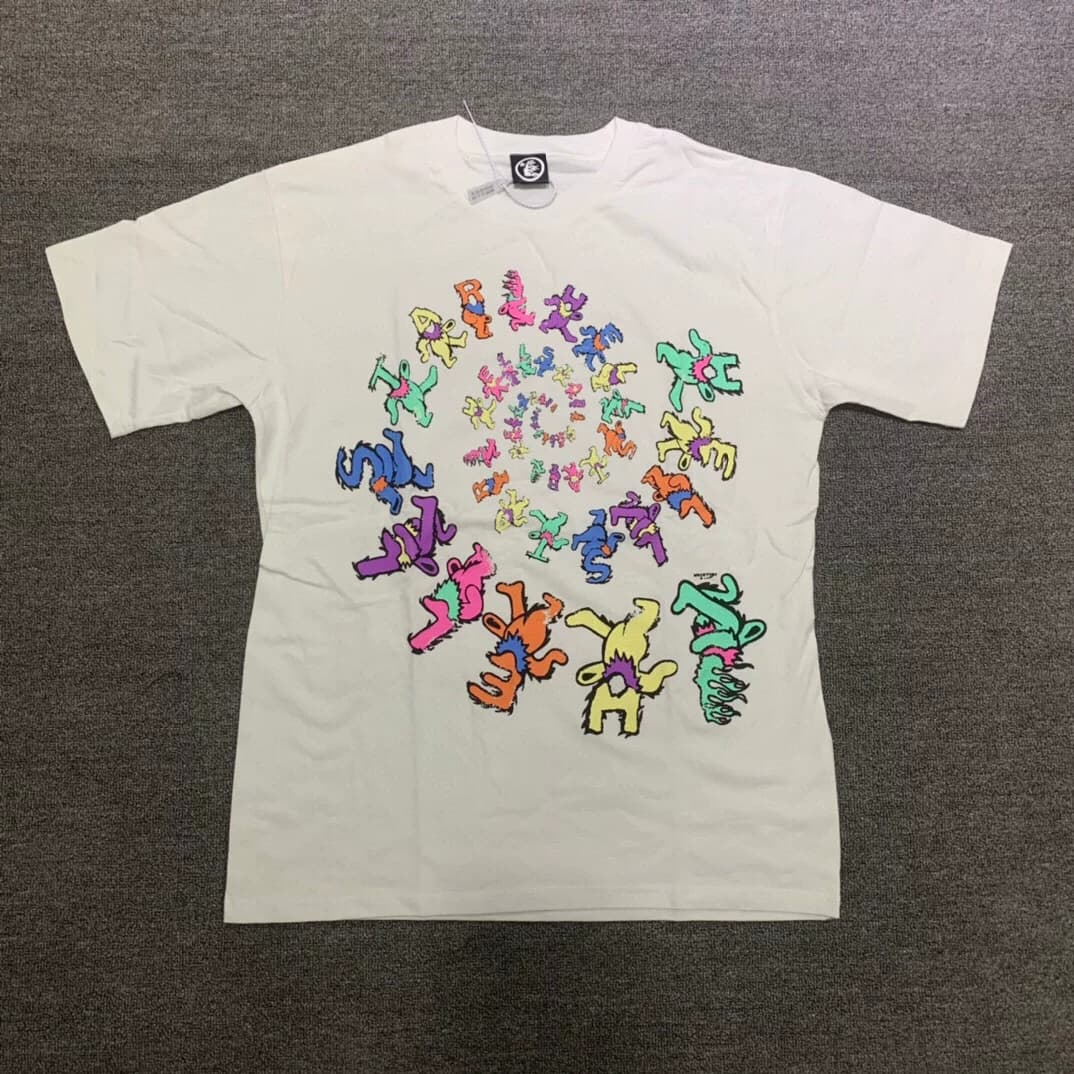 Hellstar Dancing Stars Tee rotating letter bear men and women short-sleeved T-shirt - OrientDig Spreadsheet