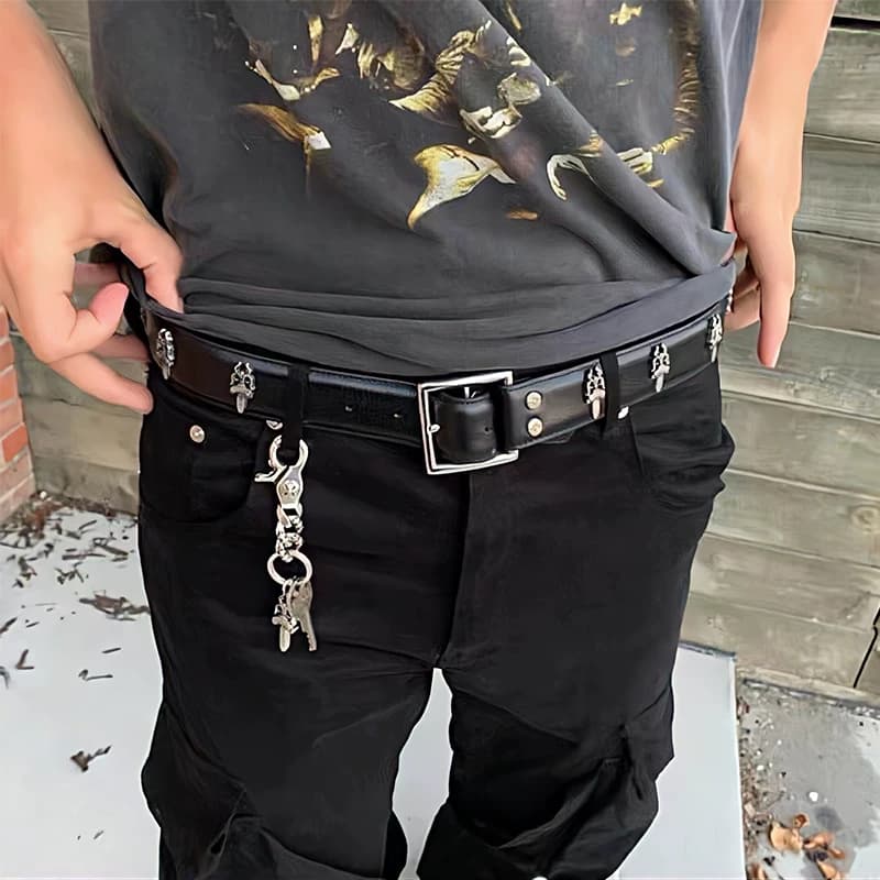 Heavy item Houlixie Ch 925 silver plated cowhide dagger sword versatile belt - OrientDig Spreadsheet