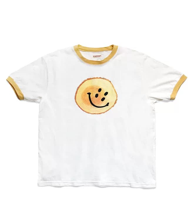 Kapital 21ss Japanese casual cotton tree stump smiley face pattern retro round neck short-sleeved T-shirt - OrientDig Spreadsheet