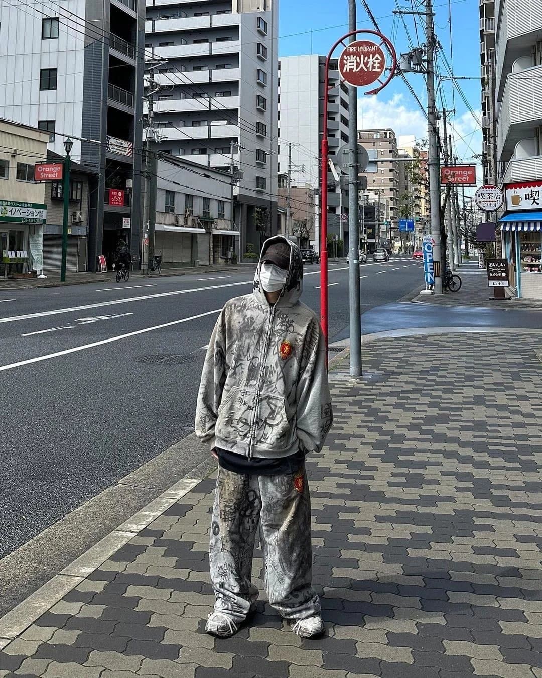 Spot/B mud show skater graffiti mud dyed old destruction hand-painted graffiti zipper hooded sweatshirt baggy sweatpants suit - OrientDig Spreadsheet