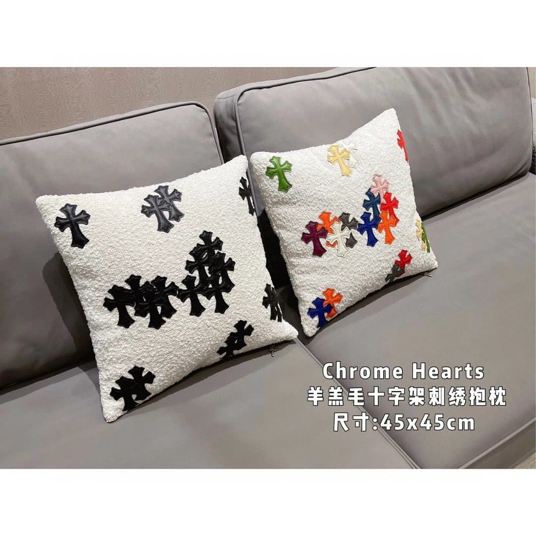 Chrome Hearts lamb wool cross embroidered pillow Size: 45x45cm - OrientDig Spreadsheet