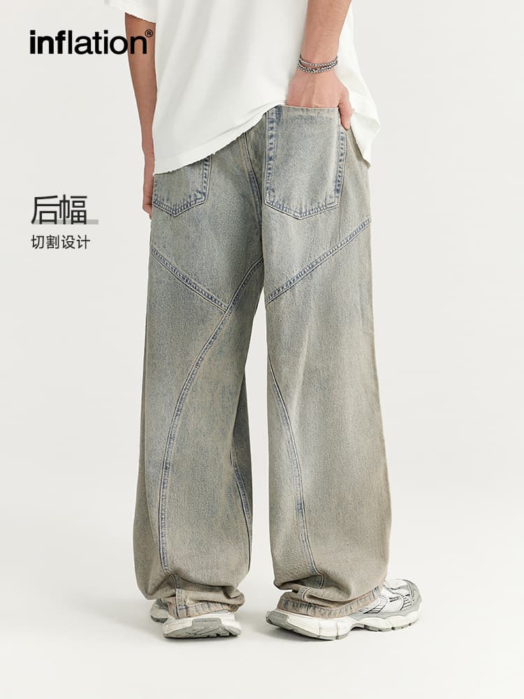 INF Men's Wear | Washed Cut Wide-Leg Jeans 2024 Spring and Summer New Trendy Street Loose Straight Men's Trousers - OrientDig Spreadsheet