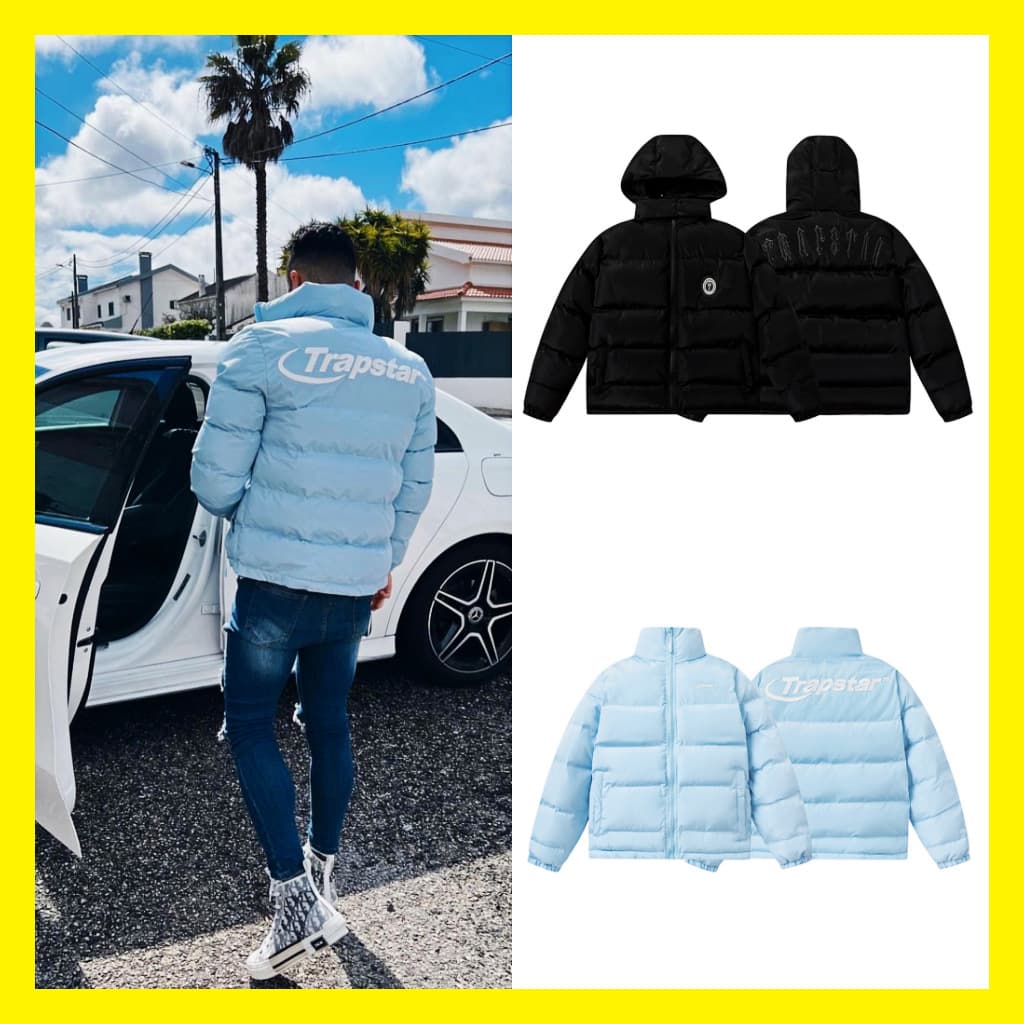 trapstar couple style cotton coat retro stand collar blue simple letter small logo embroidery cotton coat jacket - OrientDig Spreadsheet