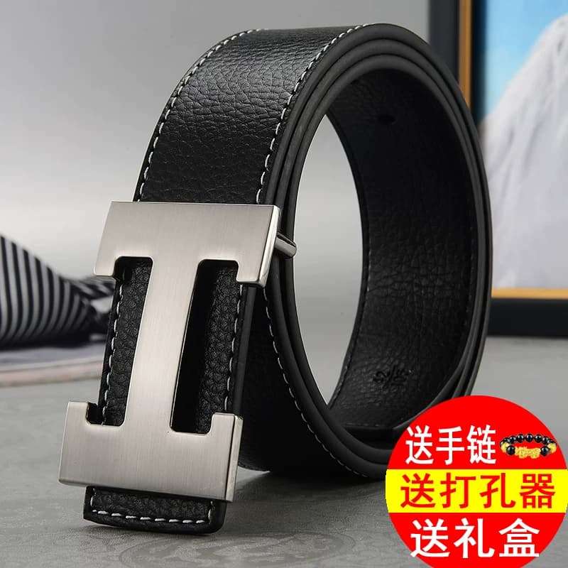 H buckle belt men's pure cowhide letter belt h head middle-aged and young men and women belt Korean version fashion casual trendy belt - OrientDig Spreadsheet