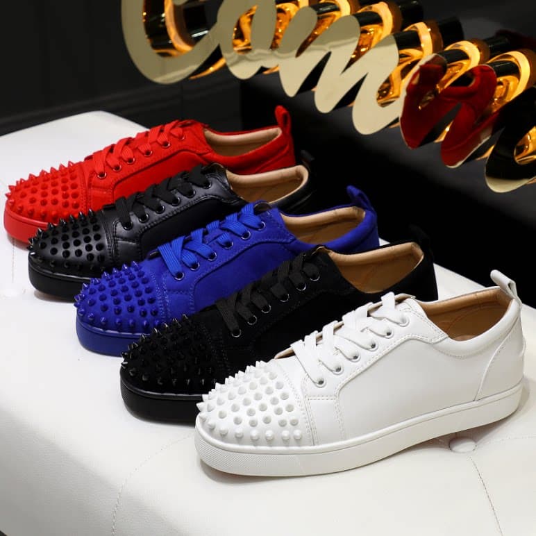 Genuine leather ACL red bottom shoes cl men's shoes low top rivet shoes couple trendy sneakers casual women's shoes head nail rhinestone shoes - OrientDig Spreadsheet