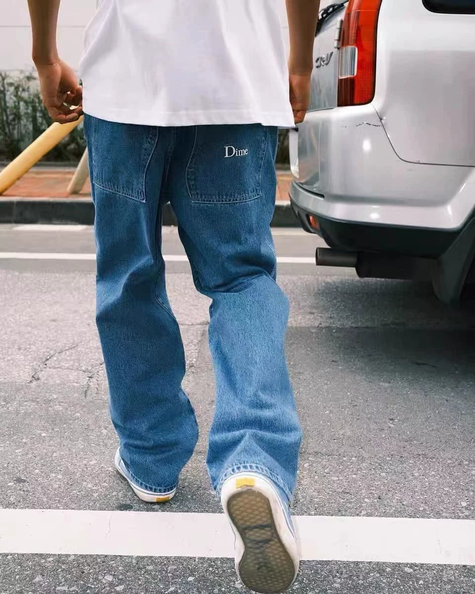 DIME 2022ss three-dimensional embroidery LOGO denim trousers American high street style unisex style - OrientDig Spreadsheet