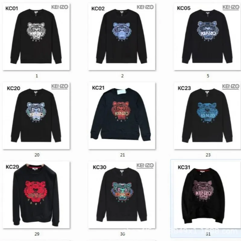 Cross border delivery of trendy brand autumn and winter style tiger head Kenzo embroidered couple s same style fashionable and versatile pure cotton round neck sweatshirt 33